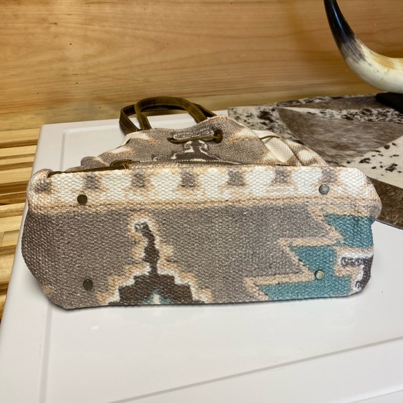 NWT Myra Bag Leather and Patterned Fabric Bucket Bag. - Picture 3 of 13